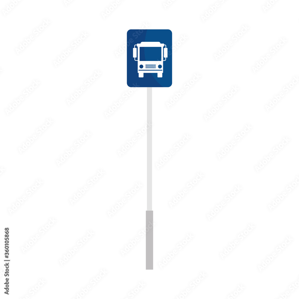 Sticker bus stop sign on white background