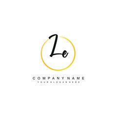 LE initials signature logo. Handwriting logo vector templates. Hand drawn Calligraphy lettering Vector illustration.
