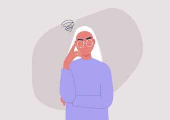 Young annoyed female character, sceptical face expression