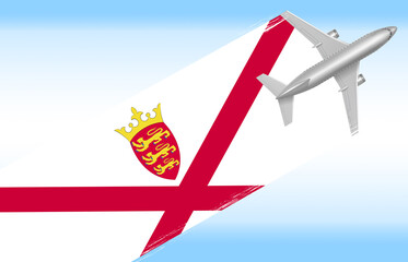 Background Jersey  travel concept.  flag with plane
