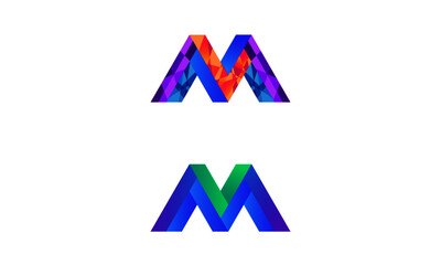 M letter pattern gradient icon creative Logo Design Template