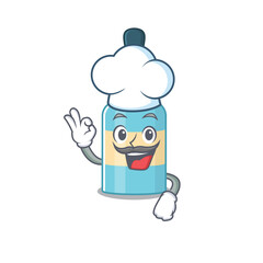 Hair oil chef cartoon drawing style wearing iconic chef hat