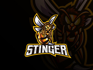 Bee mascot sport logo design
