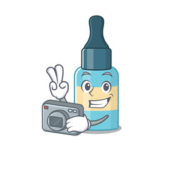 a proficient photographer hair oil cartoon design concept working with camera