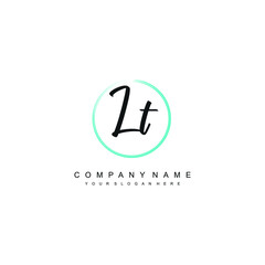 LT initials signature logo. Handwriting logo vector templates. Hand drawn Calligraphy lettering Vector illustration.