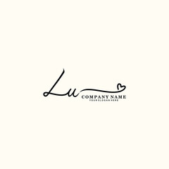 LU initials signature logo. Handwriting logo vector templates. Hand drawn Calligraphy lettering Vector illustration.