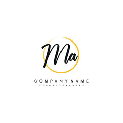 MA initials signature logo. Handwriting logo vector templates. Hand drawn Calligraphy lettering Vector illustration.