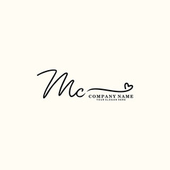 MC initials signature logo. Handwriting logo vector templates. Hand drawn Calligraphy lettering Vector illustration. - obrazy, fototapety, plakaty
