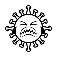 virus emoticon, covid-19 emoji character infection, face tears line cartoon style