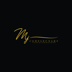 MJ initials signature logo. Handwriting logo vector templates. Hand drawn Calligraphy lettering Vector illustration.