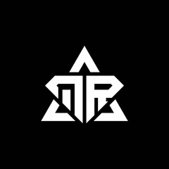 QR monogram logo with diamond shape and triangle outline