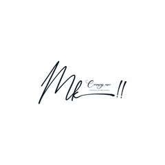 MK initials signature logo. Handwriting logo vector templates. Hand drawn Calligraphy lettering Vector illustration.