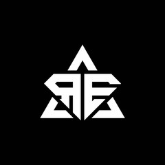RE monogram logo with diamond shape and triangle outline