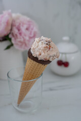 sweet home made chocolate cherry ice cream