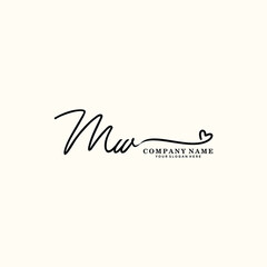 MW initials signature logo. Handwriting logo vector templates. Hand drawn Calligraphy lettering Vector illustration.