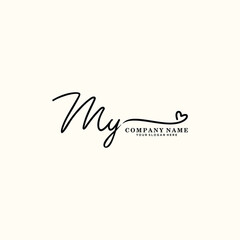 MY initials signature logo. Handwriting logo vector templates. Hand drawn Calligraphy lettering Vector illustration.