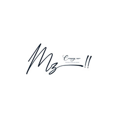 MZ initials signature logo. Handwriting logo vector templates. Hand drawn Calligraphy lettering Vector illustration.