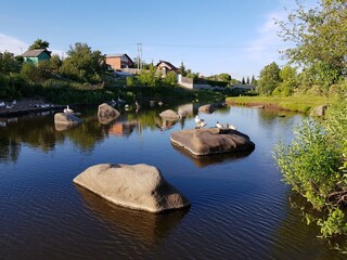 Village on the banks of the river