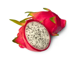 dragon fruit isolated on white background with clipping path.