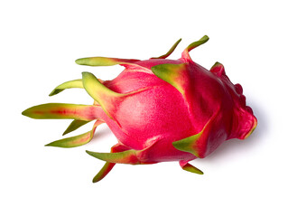 Full dragon fruit isolated on white background with clipping path.