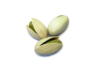 Pistachio nut  isolated on white background,  top view. 