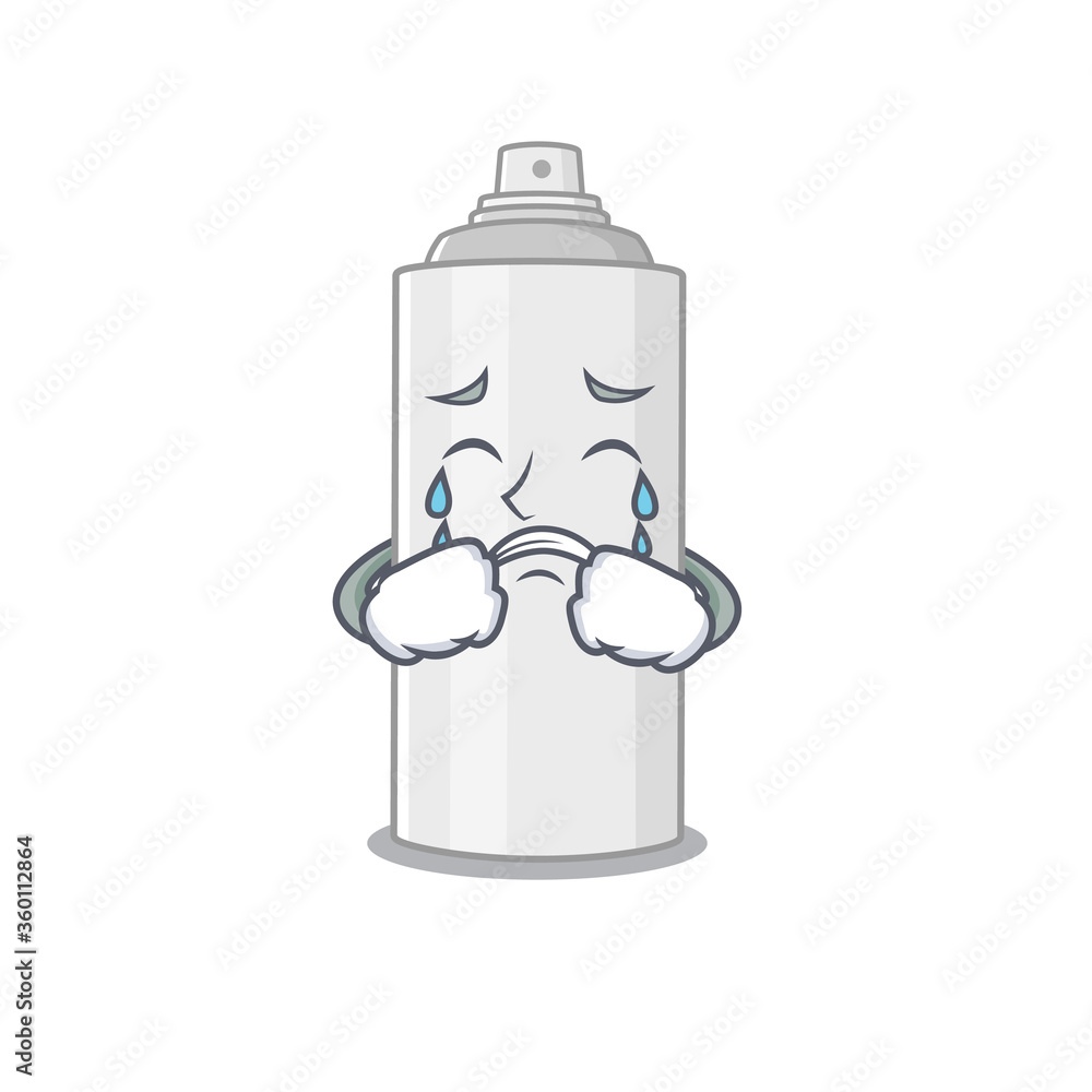 Sticker Caricature design style of hair spray with a sad face