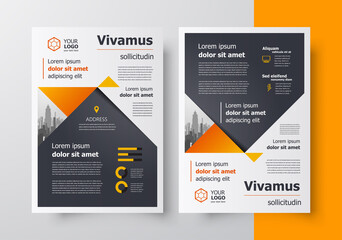 Flyer brochure design template triangles theme orange color