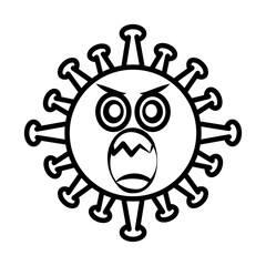 virus emoticon, covid-19 emoji character infection, face surprise line cartoon style