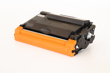 Laser printer drum and toner cartridge on white background