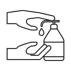 hands with soap dispenser line style icon vector design