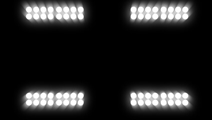 Studio spotlight. Award ceremony at the stadium with lighting. Stage illuminate shines up. Projector white bright stadium arena lights Stock illustration. © Victor