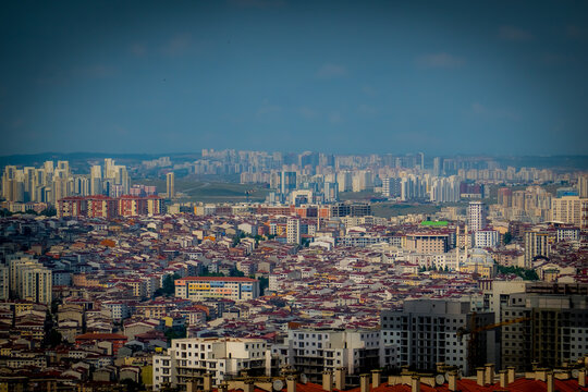 aerial view, architecture, building, city, cityscape, clock, cloud, daytime, downtown, dusk, esenyurt, harbor, high rise, Human Settlement, istanbul, landmark, landscape, large, many, metropolis, metr