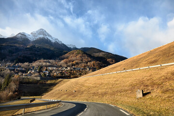 Road to Allemond village, French Alps