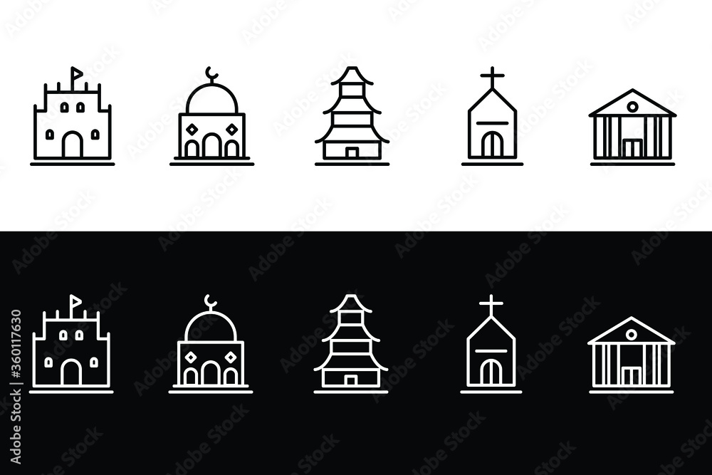 Wall mural house of worship icon with 2 color style