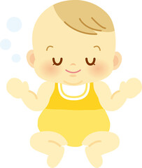 ベビー服を着た眠り顔の赤ちゃん　ベビー全身イラスト04
