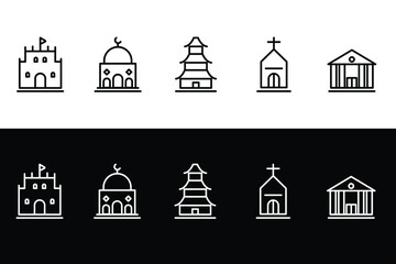 House of worship icon with 2 color style