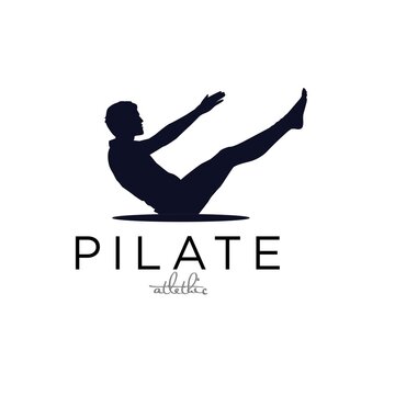 Sitting Pilates men Silhouette logo design simple black illustration