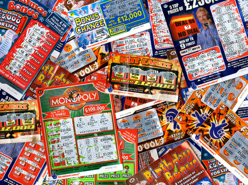 National Lottery Scratch cards, pieces of card covered in opaque latex that can be scratched off to reveal a cash instant win, First introduced by Camelot in 1994 - November 10, 2007, London, England 