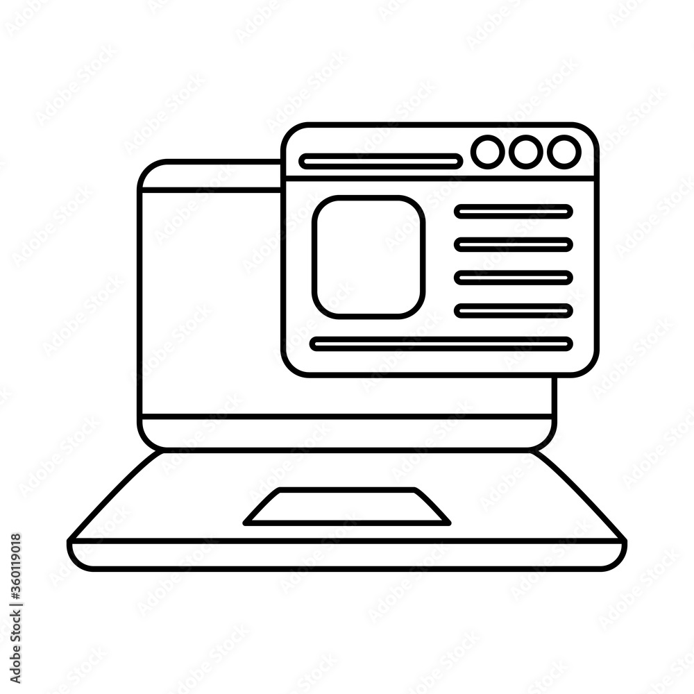 Poster digital laptop with website line style icon vector design