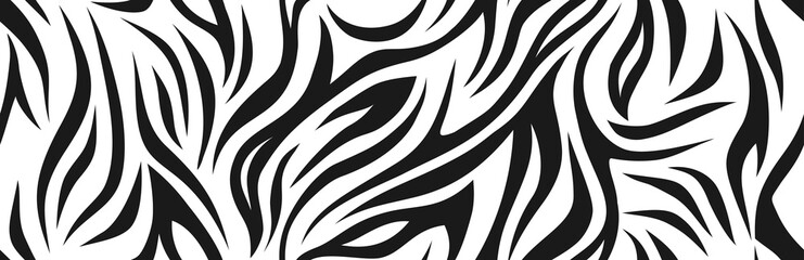 Zebra pattern, stylish stripes texture. Animal natural print. For the design of wallpaper, textile, cover. Vector seamless background
