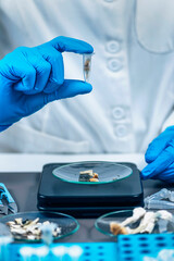 Micro Dose of Psilocybin, Hallucinatory Derivative from Magic Mushrooms. Laboratory Technician...