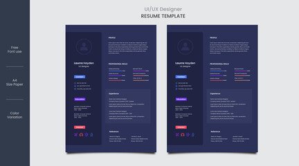 Ui ux designer resume or cv design template