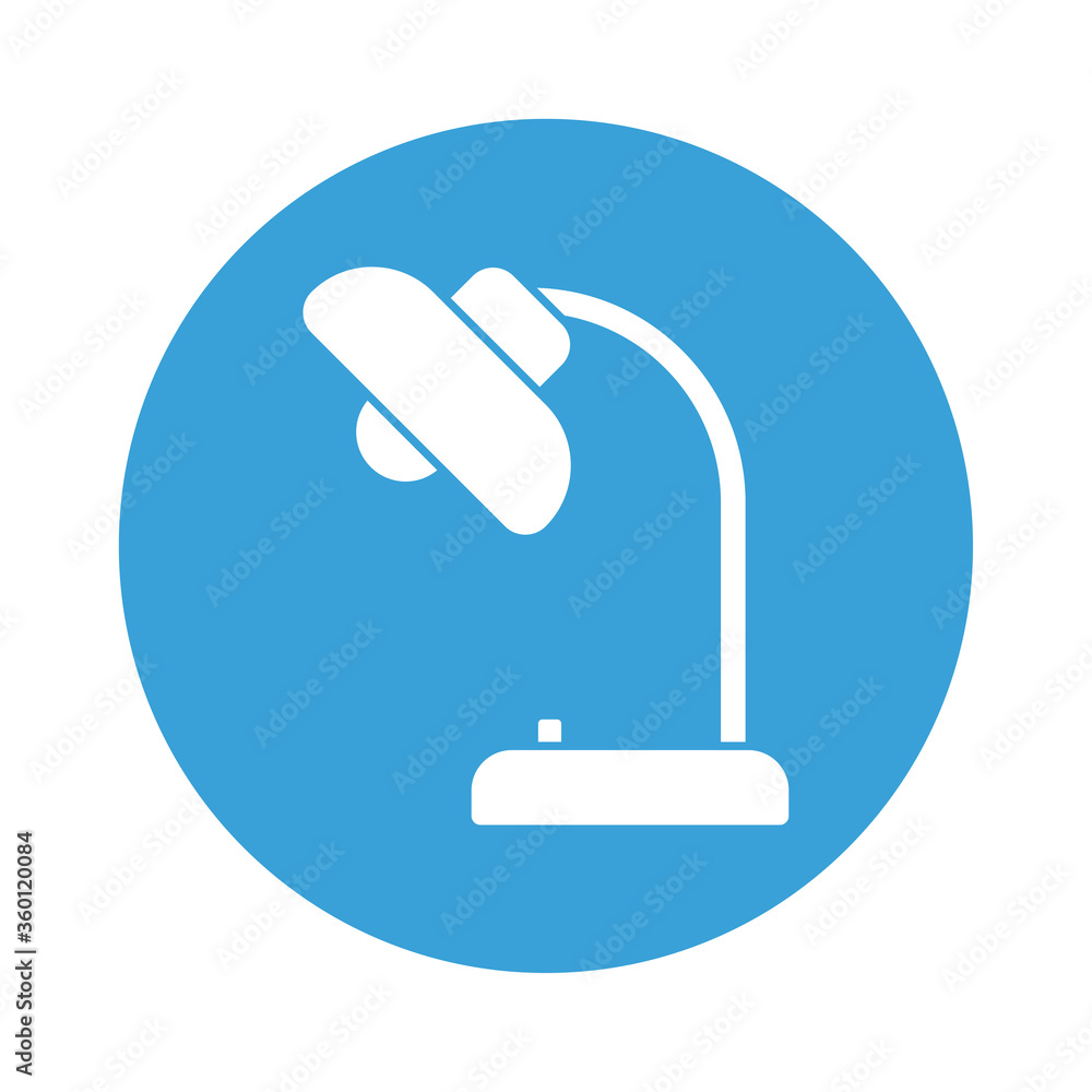 Poster desk lamp block style icon vector design
