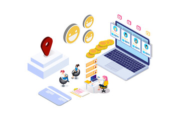 Modern Isometric CRM System Illustration, Web Banners, Suitable for Diagrams, Infographics, Book Illustration, Game Asset, And Other Graphic Related Assets