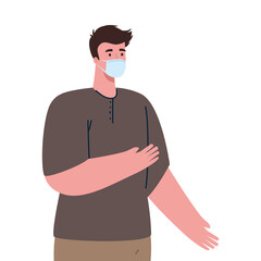 man wearing protective medical mask against covid 19