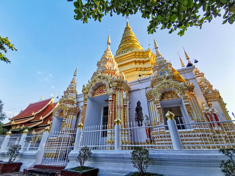4 Kruba pagoda located on the mountain behind Wat Prabat Tak Pha, Lamphun, Thailand
