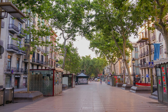Street in Barcelona, city of Catalonia.Spain during coronaviurs pandemic