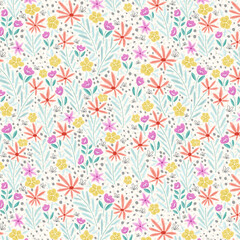 Fototapeta na wymiar Colorful Spring Flowers Garden Pattern