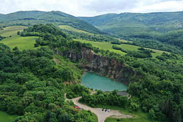 Naklejka na ściany i meble Aerial view of Lake Benatina in Slovakia