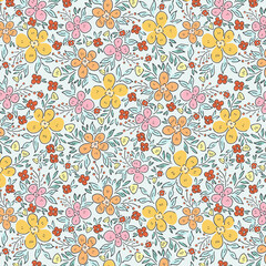 Beautiful Spring Garden and Flowers Pattern